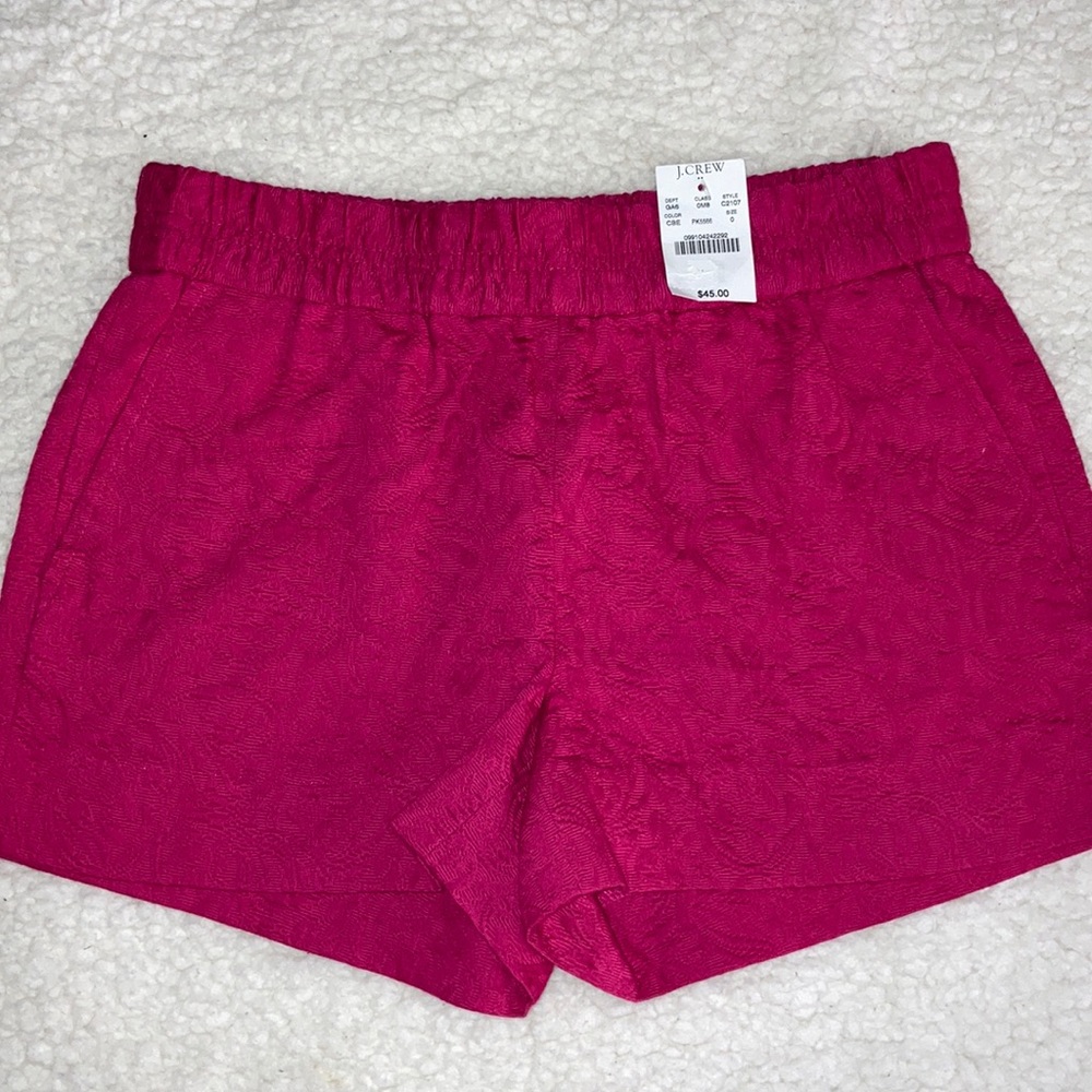 JCrew Elastic Waist Brocade Pink Shorts Size 0 NWT